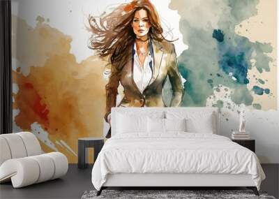 A business woman in watercolor style Wall mural