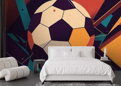 Abstract illustration of soccer ball | Multi color geometric abstract shapes soccer sport Wall mural