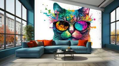 colorful cat drawing Wall mural