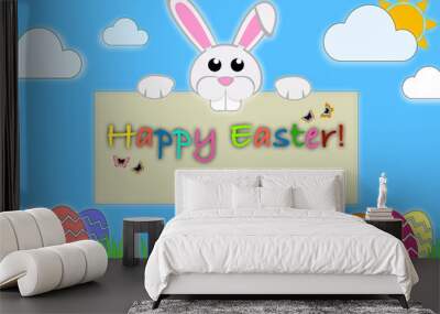 easter card with bunny and eggs Wall mural