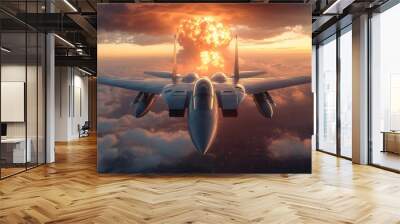 Fury Above the Flames Wings of Destruction and Chaos Wall mural