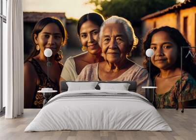 Group of Brazilian women, smiling, female generations, proud,  family portrait Wall mural