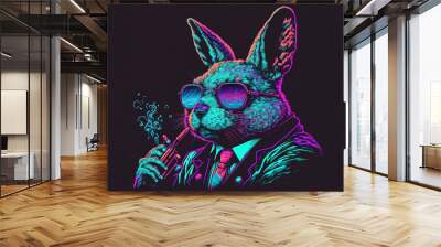 psychedelic. illustration. abstract. rabbit. vector Wall mural