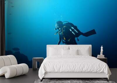 scuba diver and reef Wall mural