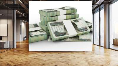 3D Stacks of 100 Egyptian notes isolated on transparent background Wall mural