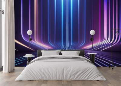 abstract background bright neon rays and glowing lines, indigo blue creative wallpaper Wall mural