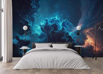 abstract graphic design nebula cloud in the space with blue color Wall mural