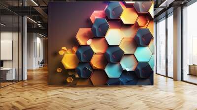 Beautiful abstract hexagon digital art wallpaper background Wall mural