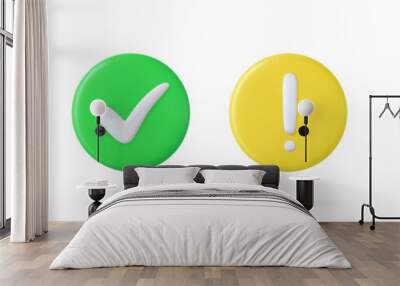 3d button , check mark, question, attention Wall mural