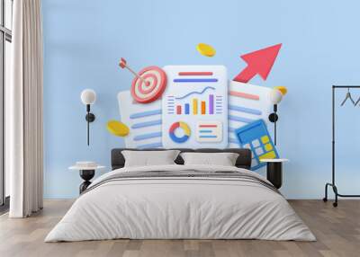 3d Calculator, bar chart, shooting target Wall mural