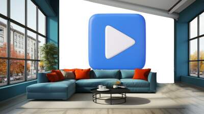 3d Play blue icon Wall mural