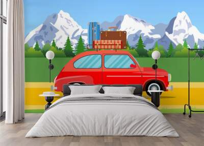 Car trip to camp, Wall mural