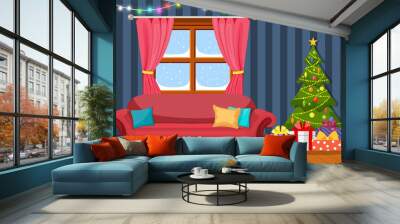 Christmas room interior. Wall mural