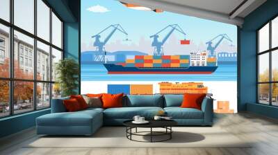 Logistics and transportation infographic elements Wall mural