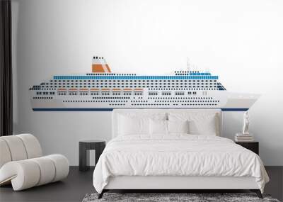 sea cruise ship isolated on white Wall mural