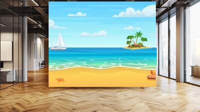 Tropical beach, ocean seashore. Wall mural