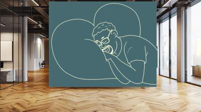 African man sleeping, night sleep dream rest, peace and home comfort Wall mural