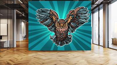 Beautiful realistic owl in flight Wall mural