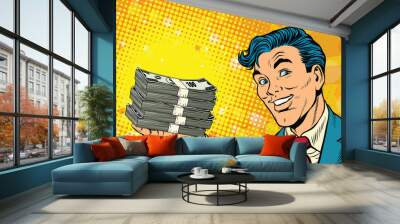 Financial success businessman with money Wall mural