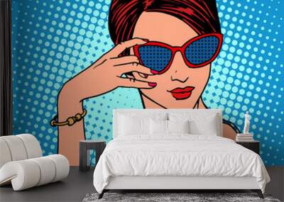 Retro fashion girl in sunglasses Wall mural