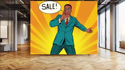 sale businessman promoter Wall mural