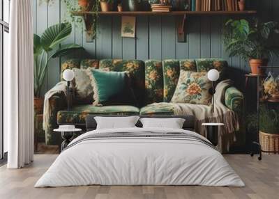 Green vintage sofa Wall mural