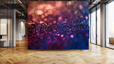 Bokeh background lights. Bokeh lights are out of focus. Purple gradient bokeh lights Wall mural