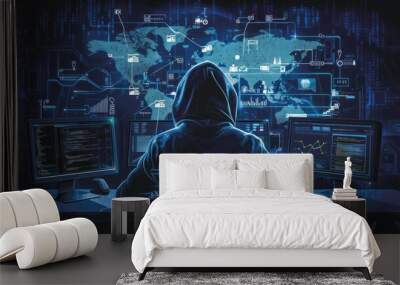 Cybersecurity Hacker  Illustration Wall mural