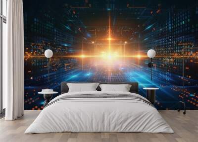 Digital data flow, data transfer rate. future digital concept, Wall mural