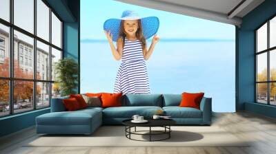 Summer, vacation, travel and people concept - pretty little girl Wall mural