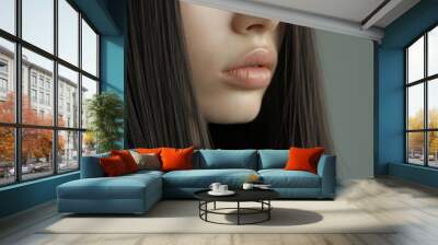 Close-up of Sleek Straight Hairstyle, young attractive model Wall mural