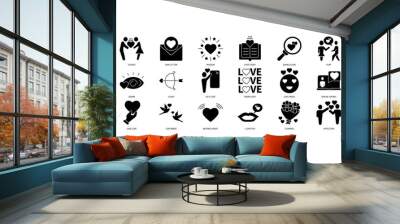 love icons set. Set of editable stroke icons.Vector set of love Wall mural