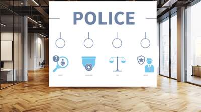 police banner web icon vector illustration concept Wall mural