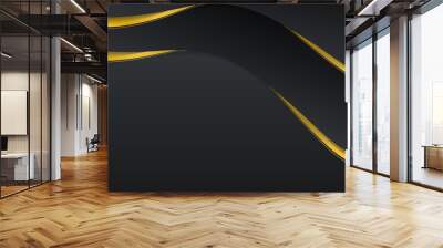 Abstract 3D gold black presentation background with luxury wave curve lines overlap layer Wall mural