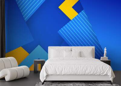 Abstract blue and yellow geometric shapes vector technology background, for design brochure, website, flyer. Geometric shapes wallpaper for poster, certificate, presentation, landing page Wall mural