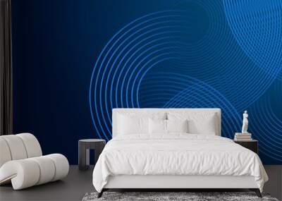 Abstract blue background with flowing lines. Dynamic waves. vector illustration. Wall mural