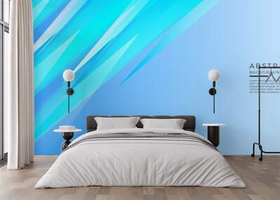 Abstract blue white wide banner background with light triangle shapes and white space fo text Wall mural