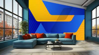 Abstract blue yellow and orange geometric shapes geometric light triangle line hexagon circle shape with futuristic concept presentation background Wall mural