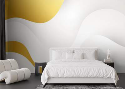 Abstract gold wave lines on white background with luxury shapes Wall mural