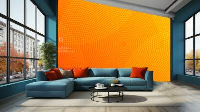 Abstract modern orange yellow white banner background gradient color. Yellow and orange gradient with circle halftone pattern curve wave decoration.
 Wall mural