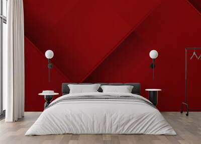 Abstract modern red wallpaper design background. Vector illustration with 3d overlap layer Wall mural