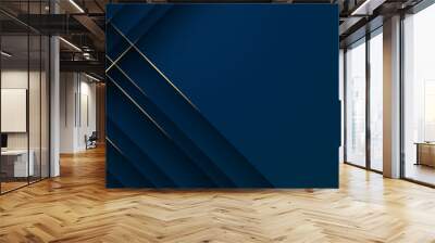 Abstract polygonal pattern luxury dark blue with gold Wall mural