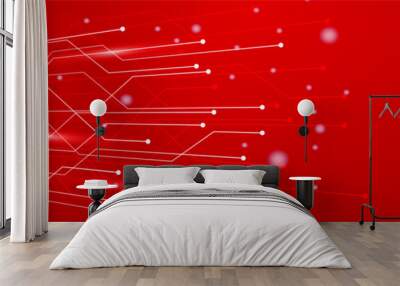 Abstract red futuristic technology network science AI hi tech banner background. Vector abstract graphic design banner pattern background web template. Wall mural