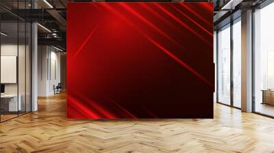 Abstract red light background. Illustration of abstract red and black metallic with light ray and glossy line. Metal frame design for background. Vector design modern digital technology concept Wall mural