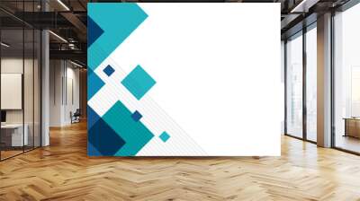 Abstract technology diagonally overlapped geometric squares shape blue colour on white background. Blue presentation business background Wall mural