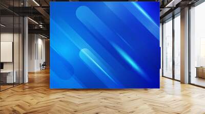 abstract technology shiny lines mesh blue banner background Wall mural