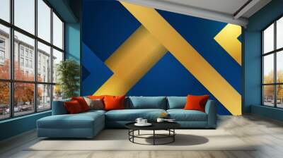 Abstract template blue geometric diagonal background with golden line. Luxury style. Wall mural