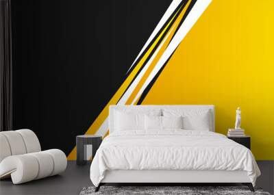 Abstract template yellow geometric triangles contrast white black background. You can use for business corporate design, cover brochure, book, banner web, advertising, poster, leaflet, flyer and game Wall mural