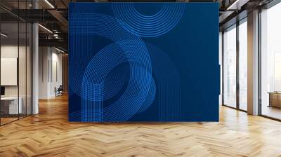 Abstract wavy lines on dark blue background. Modern glowing blue flowing lines design element. Dynamic waves. Futuristic technology concept. Suit for poster, banner, cover, website, flyer Wall mural