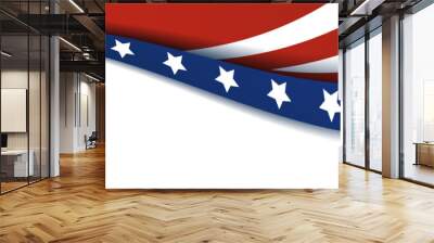 American blue and red banner background template. American nation banner with national flag Independence and freedom vector. USA country day celebration. Patriotic background with waving American flag Wall mural